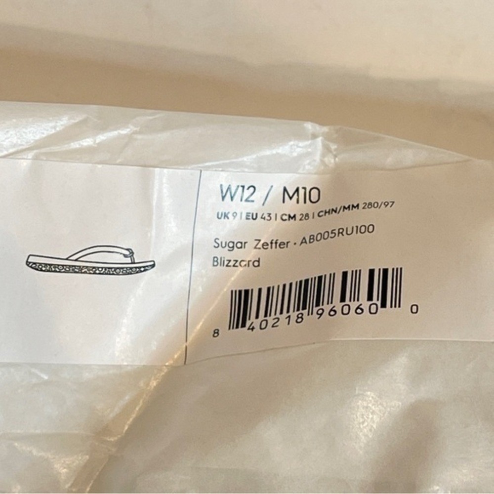Allbirds Slides Mens Size 10 Sugar Zeffer Flip Flops‎ Unisex White Blizzard NWT - Picture 6 of 13